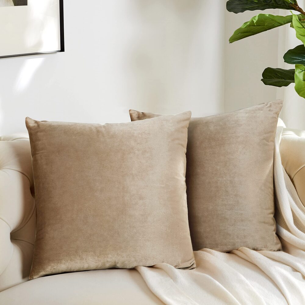 8344 Decorative Couch Throw Pillow Covers,Set of 2 Taupe Square Pillow